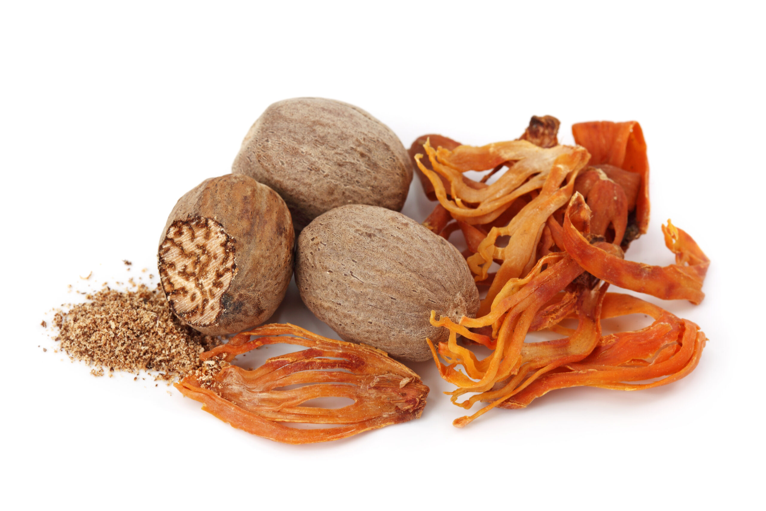 Indian spices mace isolated on white background